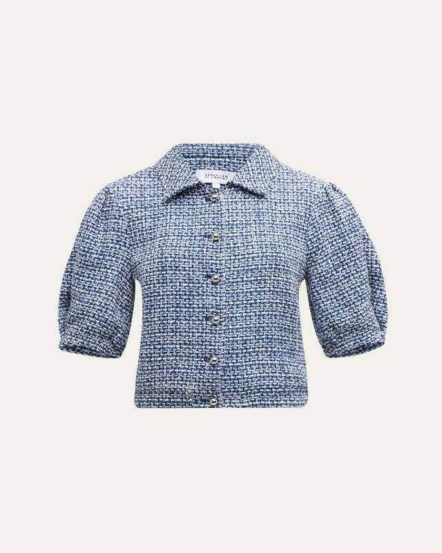 Lucas Puff-Sleeve Tweed Jacket